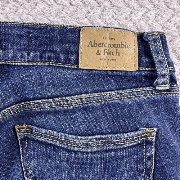 Abercrombie & Fitch Jeans Women’s Slim Straight Low Rise 26/2 Whiskered Blue - Picture 6 of 13